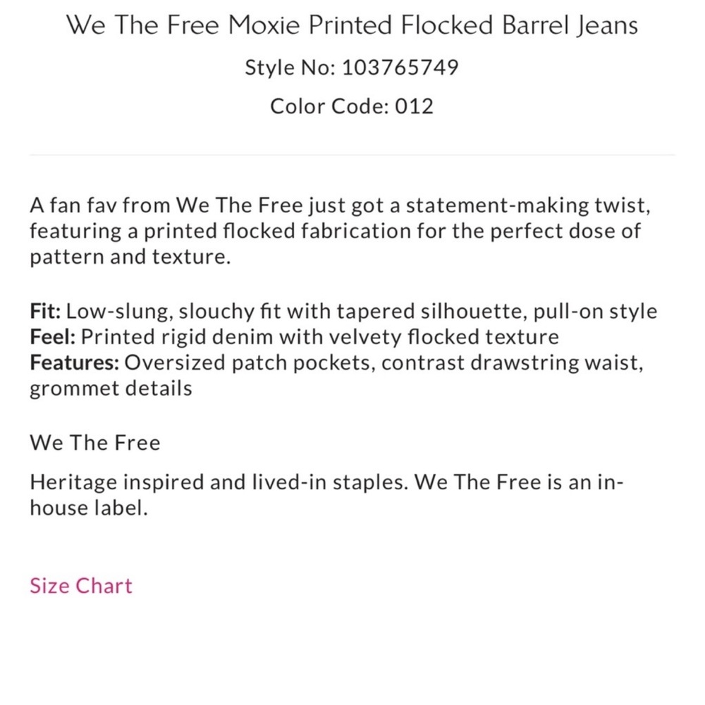Free People We The Free Moxie Floral Printed Flocked Barrel Jeans 29 - Picture 5 of 9